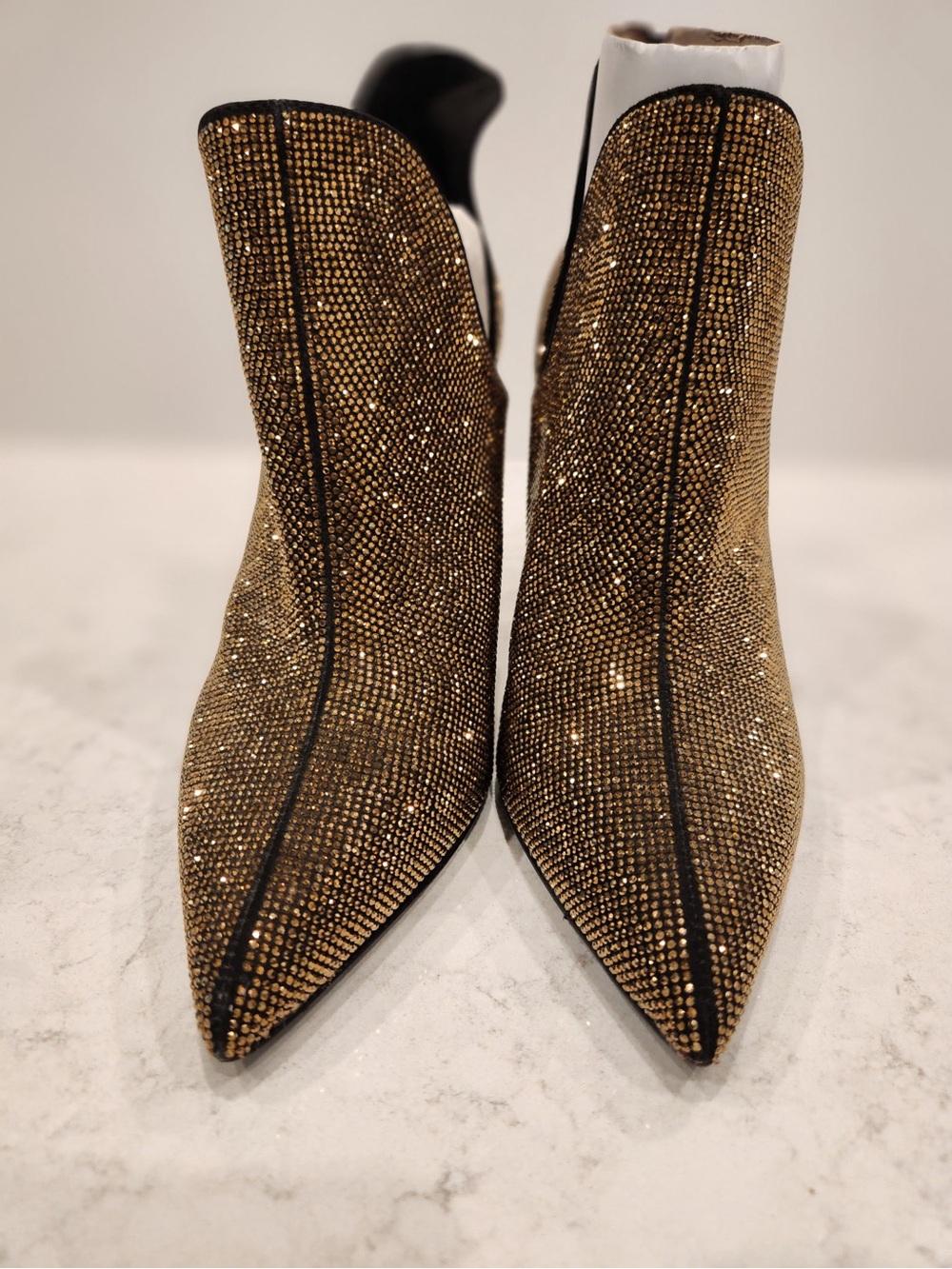 Women's Aldo Gold Crystal Pointed-Toe Ankle Boots